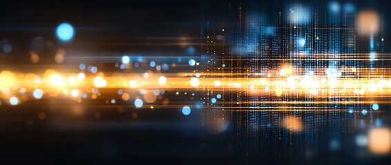 Poster - An abstract representation of digital data with bright lights and colors creating a dynamic and high-tech atmosphere