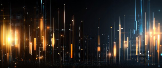 Poster - An abstract digital representation of light beams and data streams, creating a futuristic and dynamic visual. Ideal for technology, innovation, and digital transformation themes.