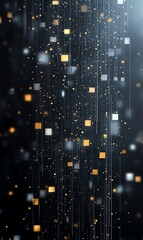 Poster - A captivating abstract image featuring cascading squares and particles, creating a mesmerizing digital atmosphere. Ideal for tech-related themes and modern design projects.