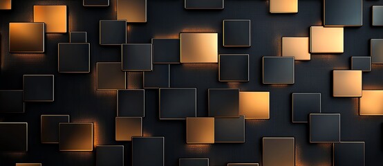 Poster - An abstract design featuring geometric shapes in shades of black and gold