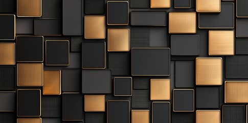 Poster - A modern abstract background featuring a textured arrangement of black and bronze rectangles. Ideal for creative projects, digital art, and contemporary design.