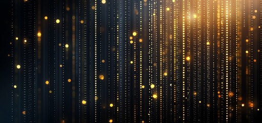 Poster - A stunning abstract background featuring a cascade of golden lights against a dark backdrop, perfect for creating a sense of depth and elegance in designs.