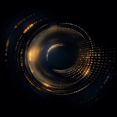 Poster - Abstract illustration featuring luminous dots in a circular pattern, creating a mesmerizing visual effect against a dark background. Ideal for modern design and digital art.
