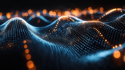 Fototapete - Stunning abstract depiction of molecular structure featuring blue tones and light reflections, perfect for scientific illustrations, educational content, and digital desi