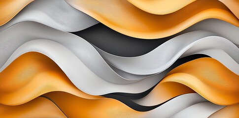 Poster - An abstract design featuring flowing waves in orange, white, and black colors, creating a dynamic, modern look suitable for backgrounds or artistic projects.