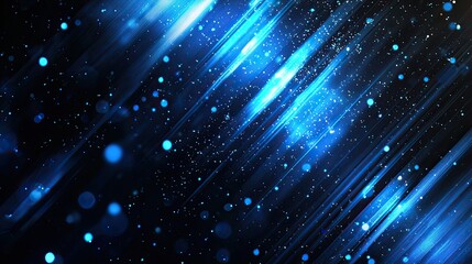 Poster - This abstract digital background features glowing particles and data streams in vibrant shades of blue and black, perfect for technology-themed designs or presentations.