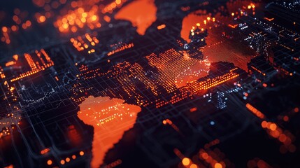 Aufkleber - Dynamic digital visualization showcasing global financial data through vibrant stock market trends, graphs, and a world map indicating economic performance and analytics