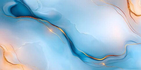 Poster - A vibrant abstract background featuring smooth, flowing lines in shades of blue and orange. Perfect for use in digital designs, presentations, or as a soothing visual element.