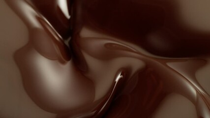 Poster - Super Slow Motion of Splashing and Mixing Hot Melted Chocolate, Creating Waves Shapes, Filmed on High Speed Cinema Camera, 1000 fps.