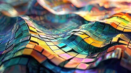 Poster - Explore a vibrant abstract visualization featuring colorful graphs and waveform elements that symbolize financial trends and dynamic data analysis in an innovative design