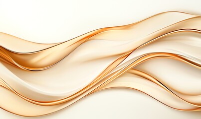 Poster - An abstract illustration featuring flowing golden lines on a soft beige background, ideal for backgrounds, wallpapers, or artistic presentations.