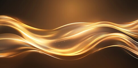 Poster - An elegant wave of golden light gracefully flows across a dark backdrop, creating a sense of fluid motion and warmth. Ideal for backgrounds, graphics, and design projects.