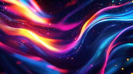 Poster - Explore a vibrant abstract visualization featuring colorful graphs and waveform elements that symbolize financial trends and dynamic data analysis in an innovative design