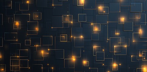 Poster - A high-resolution abstract background featuring glowing, golden squares on a dark surface