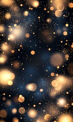 Poster - A mesmerizing digital background featuring soft, glowing golden orbs against a dark, starry backdrop. Ideal for use in presentations, creative projects, and festive designs.