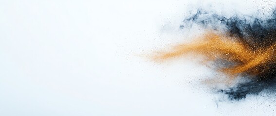 Poster - An abstract design featuring a blend of black, white, and orange colors, creating a dynamic visual effect. Ideal for backgrounds, artistic projects, and creative designs.