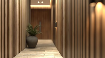 Poster - This image presents a close-up view of a wooden wall featuring vertical stripes, highlighting the natural textures and grain patterns ideal for interior design projects.