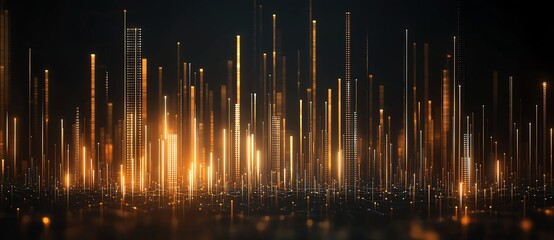 Aufkleber - A stunning visual representation of data bars in vibrant golden hues, symbolizing technology and innovation