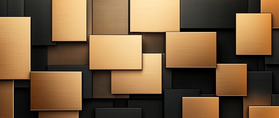 Poster - An artistic composition featuring golden and black geometric panels, creating a modern and elegant backdrop suitable for various design projects, presentations, and digital art.