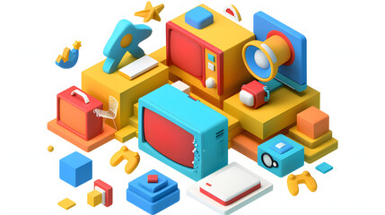 Wall Mural - Streaming Software streaming icon isometric 3D