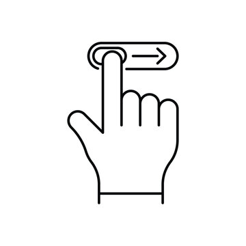 swipe right like thin line unlock icon. linear flat trend modern stroke logotype graphic lineart design isolated on white background. concept of cell phone user interface and easy login or enable