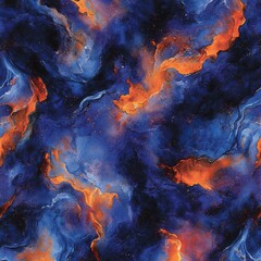 Wall Mural - abstract seamless pattern with a colorful, swirling galaxy and a space background with stars and pla