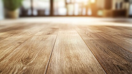 Poster - This image features a beautiful natural light oak wood flooring, showcasing varying grain patterns and warm tones, ideal for enhancing any interior space or design projec