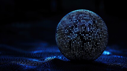 Aufkleber - A stunning digital representation of a globe with binary code patterns and blue lighting on a dark background, perfect for themes of technology, innovation, and data visu