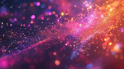 Aufkleber - Colorful digital data flow featuring vibrant connections and nodes, representing advanced information technology concepts in a modern, abstract style for creative project