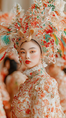 Wall Mural - A close-up of a person in a colorful carnival mask, capturing the mystery and beauty of the celebration during the parade.