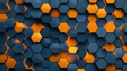 Wall Mural - Abstract blue and orange hexagon pattern background