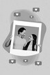 © deagreez - Collage artwork graphics picture of sweet cute couple tacking photo 14 february isolated painting background