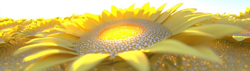 Wall Mural - A close-up view of vibrant sunflowers basking in sunlight.