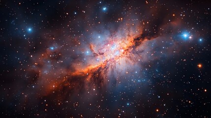 Wall Mural - a swirling galaxy effect with glowing stars and vibrant nebulae
