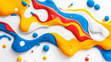Aufkleber - Abstract colorful paint swirls and drops on white background.