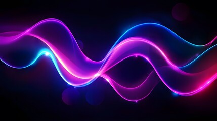 Fototapete - Vibrant swirling waves of purple and blue light, dynamic abstract design for digital art, perfect for tech-themed projects.
