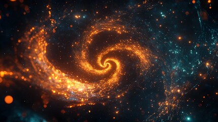 Poster - Vibrant galaxy swirl, colorful cosmic formation spinning in deep space, stunning visuals for science or art themes.