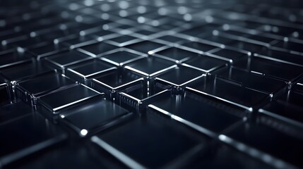 Poster - Futuristic digital grid, abstract technological background with interconnected lines and nodes, ideal for tech themes.
