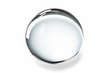 Poster - Crystal Clear Water Droplet on White Background with Glossy Reflection and Transparency Effects for Natural Photography
