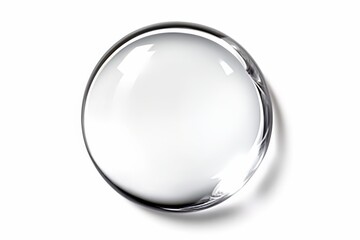 Poster - Transparent Water Droplet on Surface with Smooth Reflection and Light Highlights, Close-Up Imagery Perfect for Nature and Science Themes