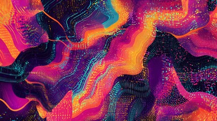 Poster - Abstract vibrant pattern, colorful swirling shapes in bold hues, perfect for art project backgrounds or creative designs.
