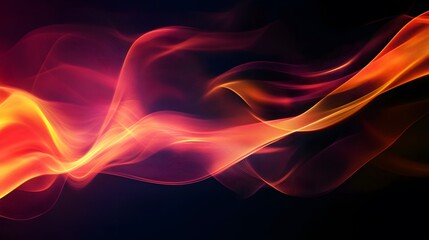 Poster - Abstract colorful wave, vibrant swirling red and orange light, ideal for creative projects or digital backgrounds.