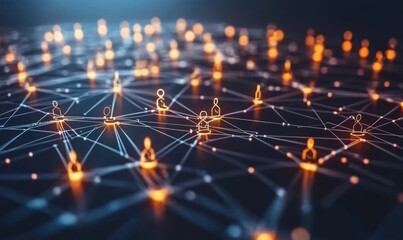 Wall Mural - Network technology, interconnected nodes in the digital realm. Data transfer, communication and seamless connectivity for 