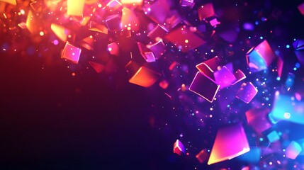 Poster - Vibrant abstract light effects, colorful digital shapes and patterns against a dark background, perfect for technology themes.