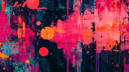 Poster - Vibrant abstract art, colorful splashes of red and blue, modern decor element, ideal for creative spaces or digital backgrounds.