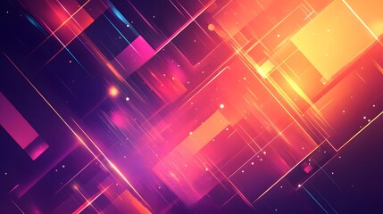 Poster - Vibrant abstract digital art, colorful geometric shapes and lines creating a lively design, perfect for tech-themed projects.