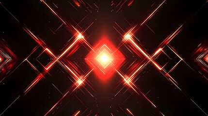 Poster - Vibrant abstract light display, dynamic red and black patterns with glowing elements, perfect for modern design themes.