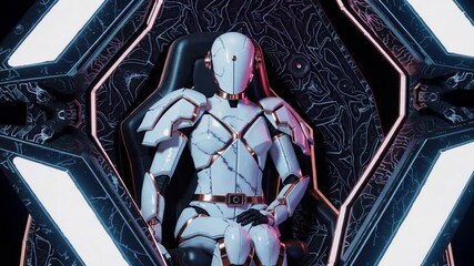 Poster - Futuristic Humanoid Robot in High-Tech Control Center
