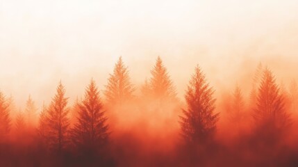 Poster - Wildfire raging through a pine forest, creating a dense orange haze of smoke and fog, instilling a powerful sense of danger and destruction in the landscape