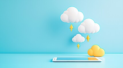 Poster - a smartphone and a tablet icon with arrows pointing towards a cloud icon above them, illustrating se